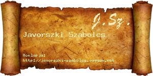 Javorszki Szabolcs névjegykártya